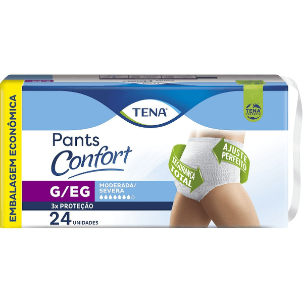 Roupa Íntima Pants Confort Tamanho G/EG com 24 Unidades Tena